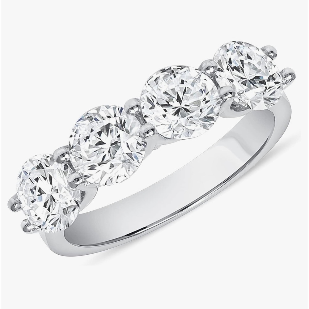 2 Ct Round Brilliant Cut Moissanite 4 Stone Wedding Band Ring in 14k Gold